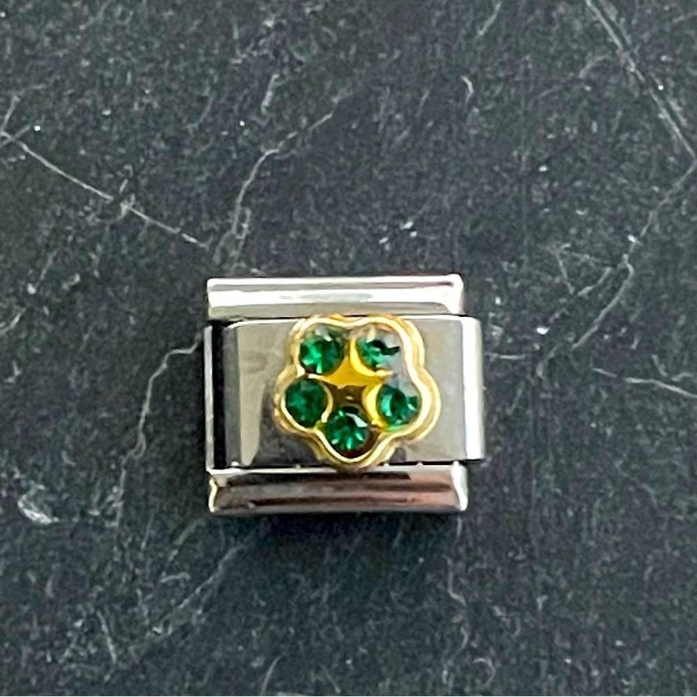 Morellato Stainless Steel and Gold green Flower Bracelet Charm